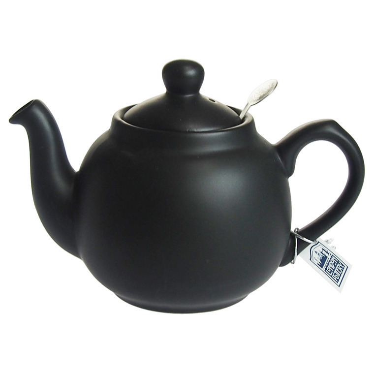 紅茶の本場イギリスの家庭用 ティーポット 2杯分600ml マットブラック せっ器 ころんとした丸いフォルムが可愛らしい