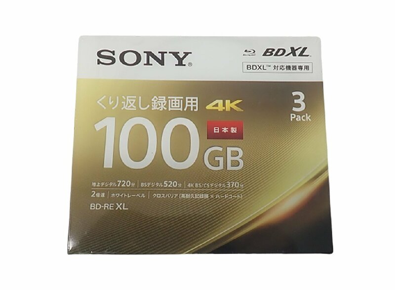 2点出品 SONY/ソニー くり返し録画 4K BD-RE XL 100GB 3枚パック 新品