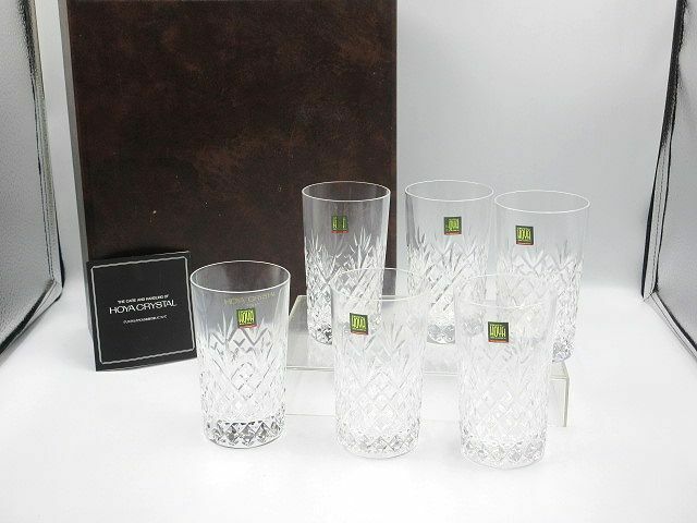 ◎HOYA ホヤクリスタル グラス タンブラー カットガラス 6客セット ハードケース付き 長期個人保管品 現状品