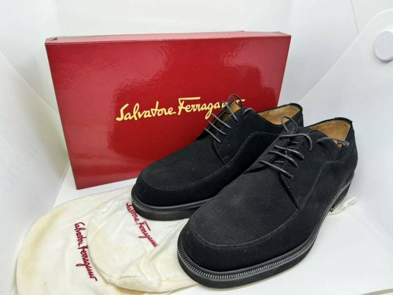 美品 Salvatore Ferragamo フェラガモ XYLAN 7EE メンズ スエード 革靴 紳士靴 ブラック 箱付