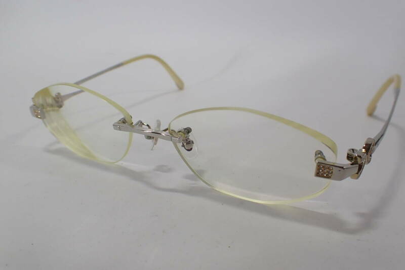 83599 Chopard ショパール メガネ 眼鏡 1/20 12KGF 度入りレンズ CD1509TG メタルフレーム チタン F-Ti-P 52□17-135 ラインストーン