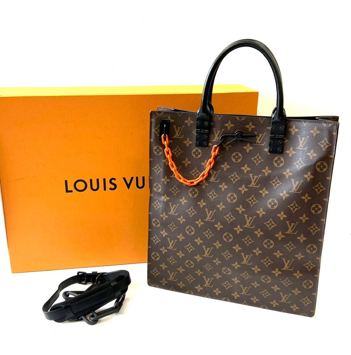 ■【貴重】 LOUIS VUITTON ルイヴィトン M44475 ヴァージルアブロー サック プラ モノグラム ブラック 2way トート ショルダー バッグ レア