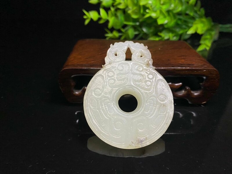 ◆古風堂◆中国 白玉 玉佩 彫刻 6.5cm×5cm