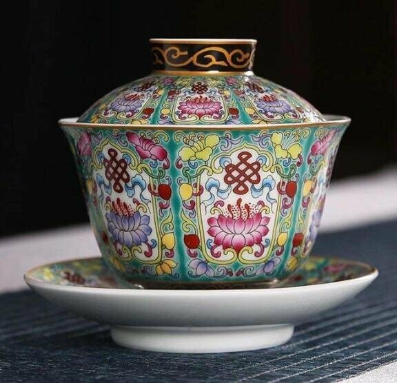 ◆古風堂◆中国 新品 茶碗 蓋 コースター セット ギフト サイズ：約9cm*9cm*9.5cm