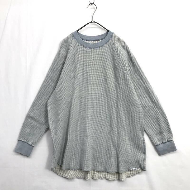 NZ962●nest Robe UpcycleLino BASIC デニム混ワッフルプルオーバー●1●薄いブルー系 ネストローブ アップサイクルリノ 定価¥16,500-