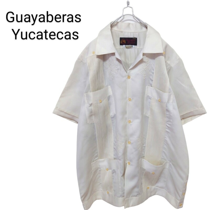 【Guayaberas】メキシコ製 刺繍入り 開襟キューバシャツ A-1853
