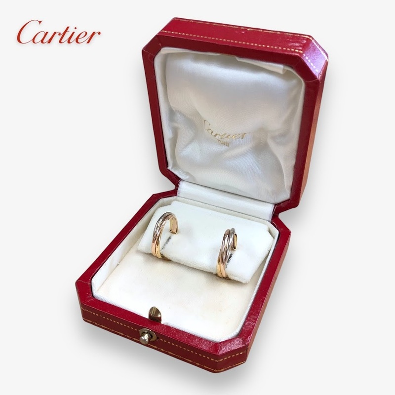 【ITGALNQB7QB8】Cartier カルティエ トリニティ 750 イヤリング 8.2ｇ スリーカラー 箱付き