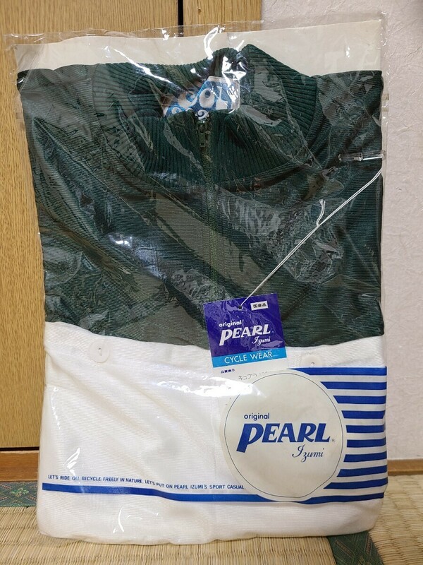 昭和レトロ 希少 未使用 pearl izumi cycle wear パール イズミ サイクル ウェア 自転車 バックポケット 1980年 ？ Mサイズ 半袖 グリーン