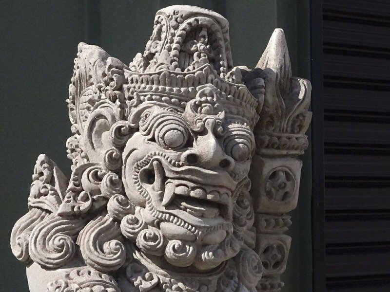 【開】バリ島宗教美術 守護神ラクササ羅刹天 高さ79.5cm ヒンドゥー教仏教石像石仏♯16