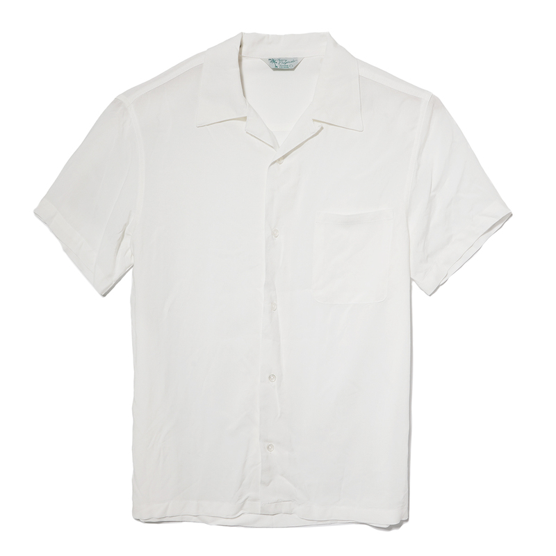 【新品】オープンカラーシャツ レーヨン 無地シャツ■ XL（LL）サイズ / ホワイト白 ■開襟 ソリッドカラー 無地 オープン OC 55201