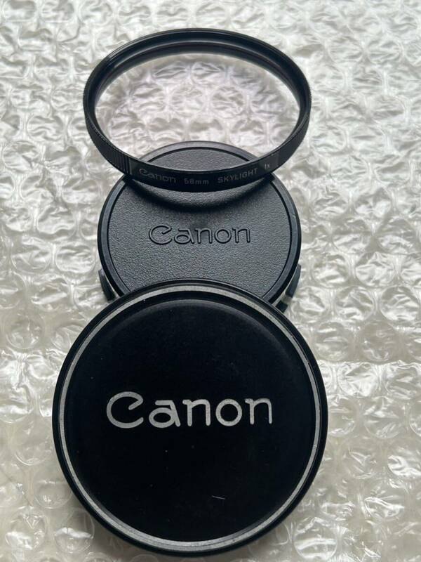 送料安 Canon キャノン 貴重な58ｍｍ 純正 メタルフロントキャップ フィルター FDマウント 3点セット フロント リヤ レンズ キャップ
