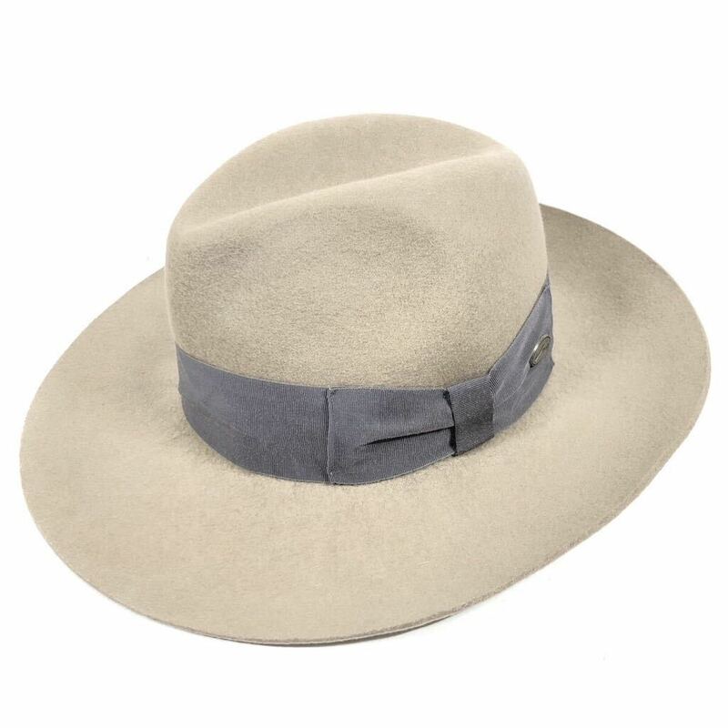 【ボルサリーノ】本物 Borsalino 中折れハット サイズ57 帽子 ハット 毛100% 男性用 メンズ イタリア製