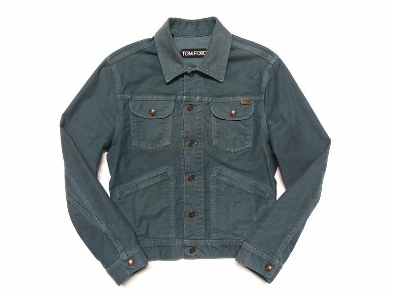 定価20万 美品 TOM FORD トムフォード ICON DENIM JACKET アイコン デニムジャケット BYJ41 TFD116 グレー系 メンズ S Gジャン