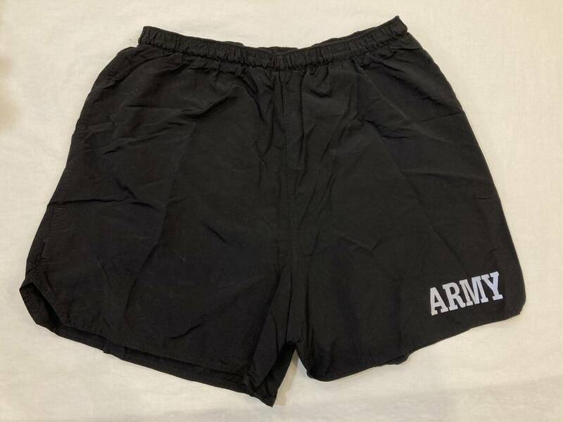 アメリカ軍 放出品 US ARMY IPFU トレーニング ショーツ PHYSICAL FITNESS UNIFORM Shorts Reflective Logo L 黒 USA ハーフパンツ