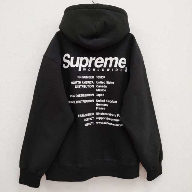 Supreme Worldwide Hooded Sweatshirt CANADA製 サイズL プルオーバー 裏起毛 パーカー ブラック シュプリーム 4-0405T F96193