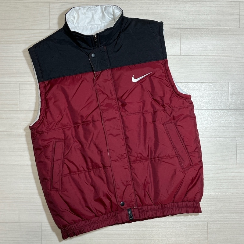 NIKE/ナイキ/00s/Y2K/Lipstop Padded Vest/リップストップパデッドベスト/中綿/配色切り替え/両面刺繍/スタンドネック