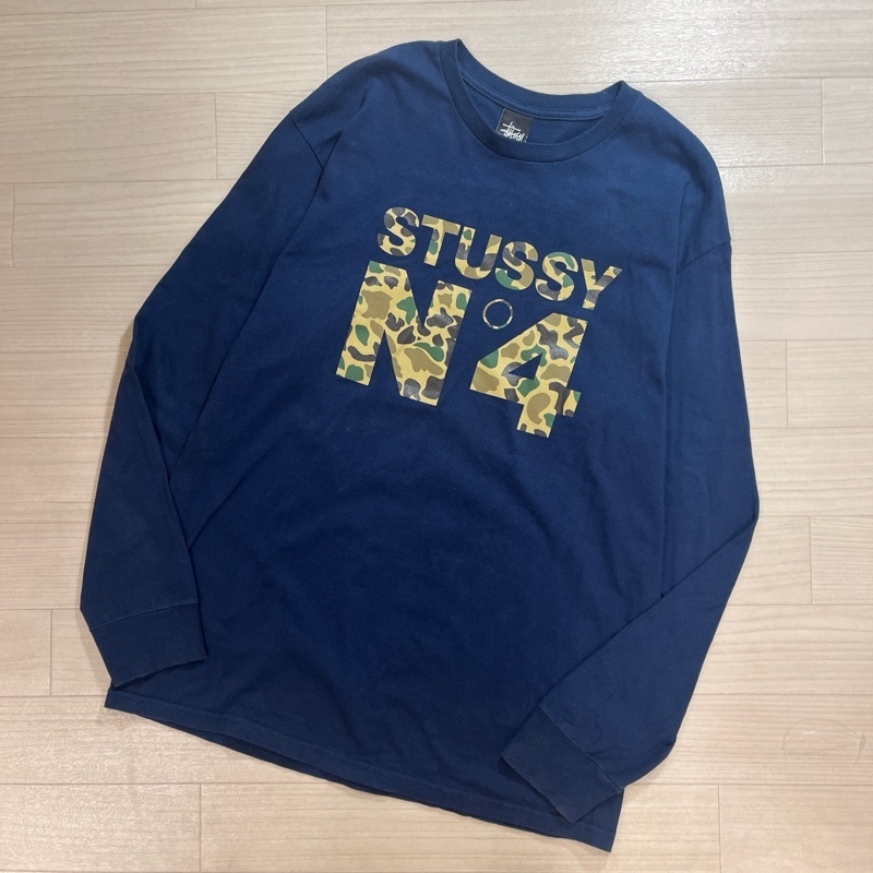 STUSSY/ステューシー/Camo No4 Long Sleeve T-Shirt/カモ No4 ロングスリーブ Tシャツ/長袖Tシャツ/ネイビー/Lサイズ