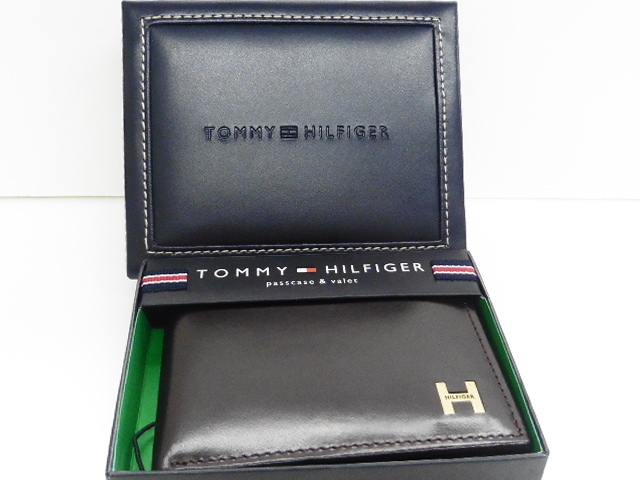 【KCM】TOMMY-4895/02■未使用品■【TOMMY HILFIGER/トミー】　パスケース＆カードケース付 二つ折り財布 ブラウン■