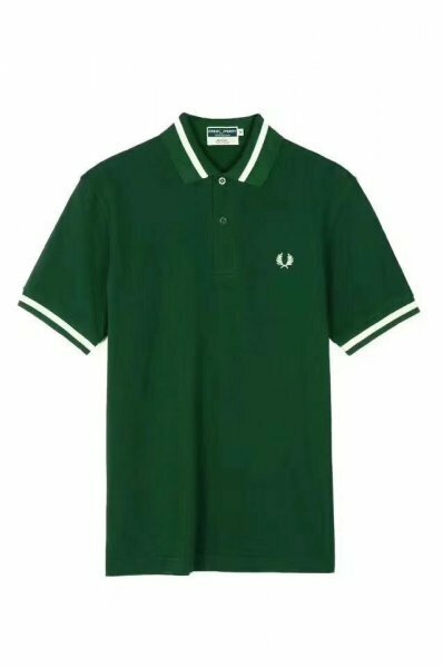 新品メンズポロシャツFREDフレッドペリー半袖Tシャツダブルライン緑XL