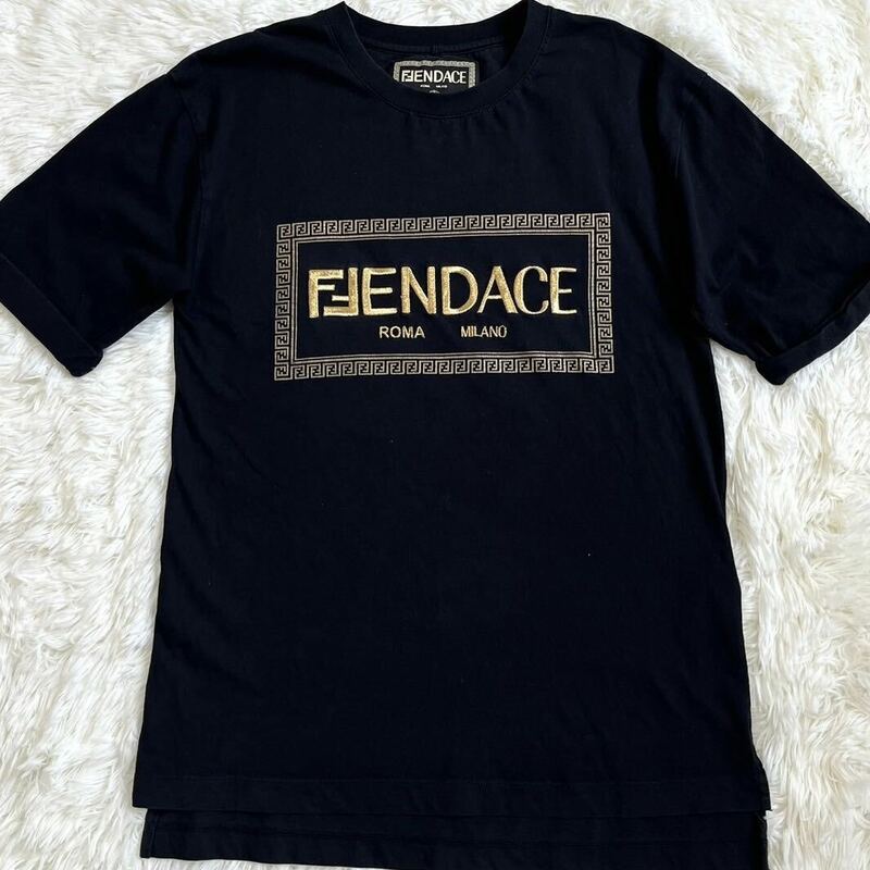 フェンディ ヴェルサーチ フェンダーチェ FENDI VERSACE FENDACE 22SS tシャツ カットソー トップス メデューサロゴ 黒 メンズ サイズXXS