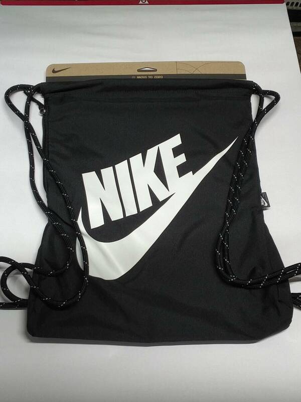 ナイキ Nike 2024NEW ランドリーバッグ ジムサック デイバッグ DC4245-010(ブラック) 13L 34cm×44cm サイドファスナーポケット ②