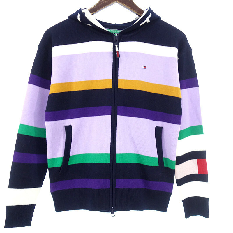 【特別価格】TOMMY HILFIGER GOLFゴルフ マルチボーダー ジップアップ ニット パーカー マルチ メンズS