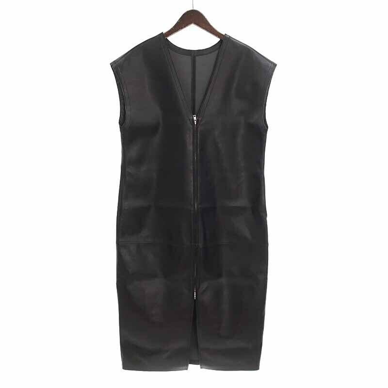 【特別価格】LE CIEL BLEU Faux leather gilet dress フェイク レザー ベスト ブラック メンズ36