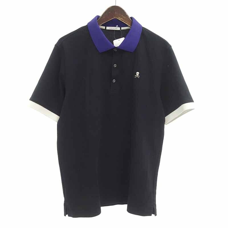 【特別価格】MARKLONA GOLF ゴルフ スカル 刺繍 ポロシャツ Tシャツ ブラック メンズ50
