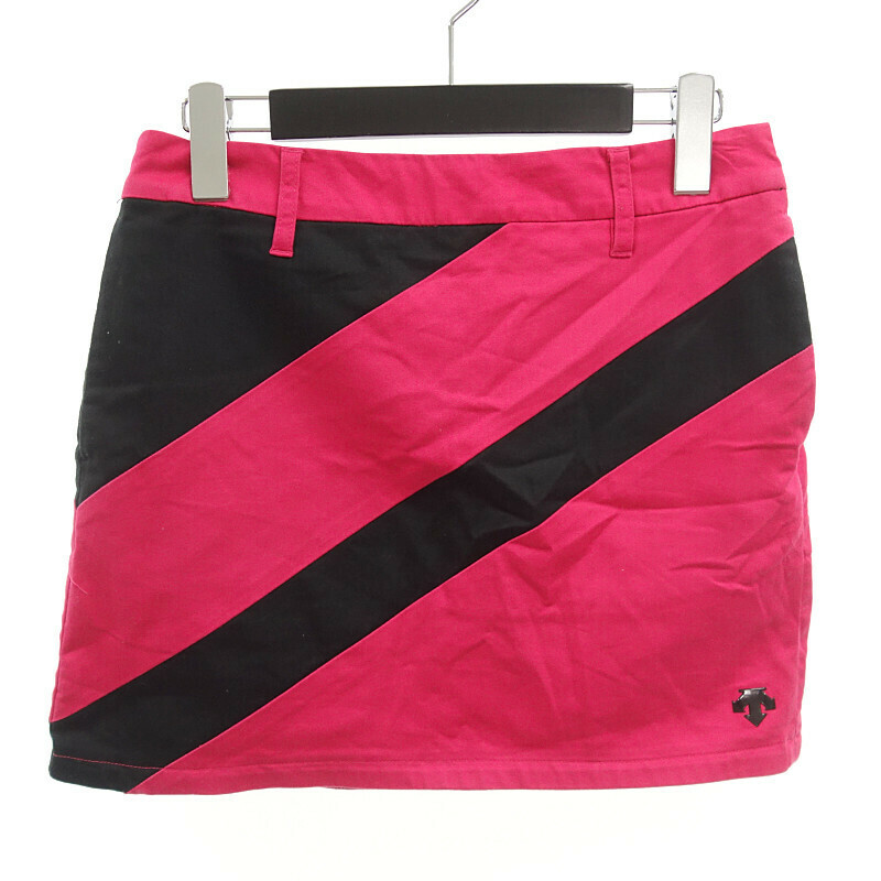 【特別価格】DESCENTE GOLF ゴルフ カッティングデザイン スカート ピンク×ブラック レディースM