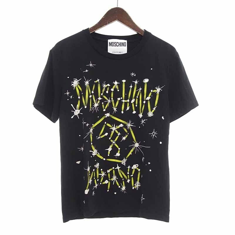 【特別価格】MOSCHINO COUTURE! ギャラクシーロゴプリントTシャツ ブラック メンズ48