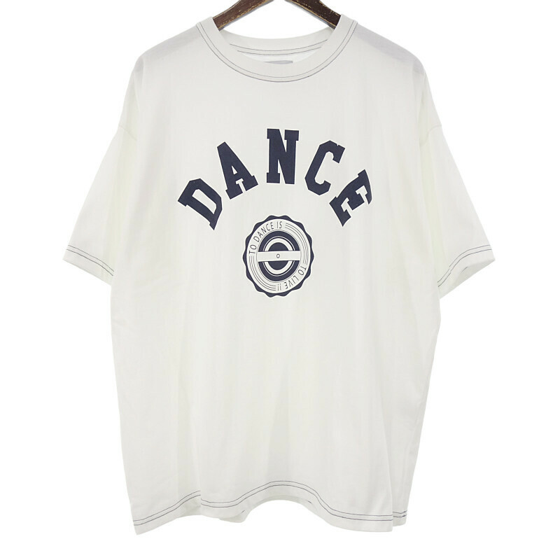 【特別価格】plesic DANCE プリント 半袖 クルーネック Tシャツ ホワイト メンズL