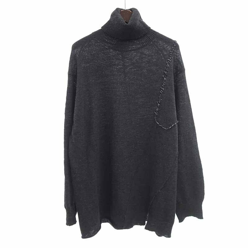 【特別価格】YOHJI YAMAMOTO 23AW HJ-K27-186 DIAGONAL SEAM DETAIL ニット ダークグレー メンズ3