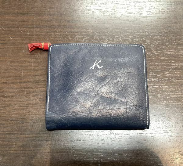 AS0406-05 Kitamuraキタムラ コンパクト財布 ウォレット ネイビー系 同梱不可/単品取引のみ