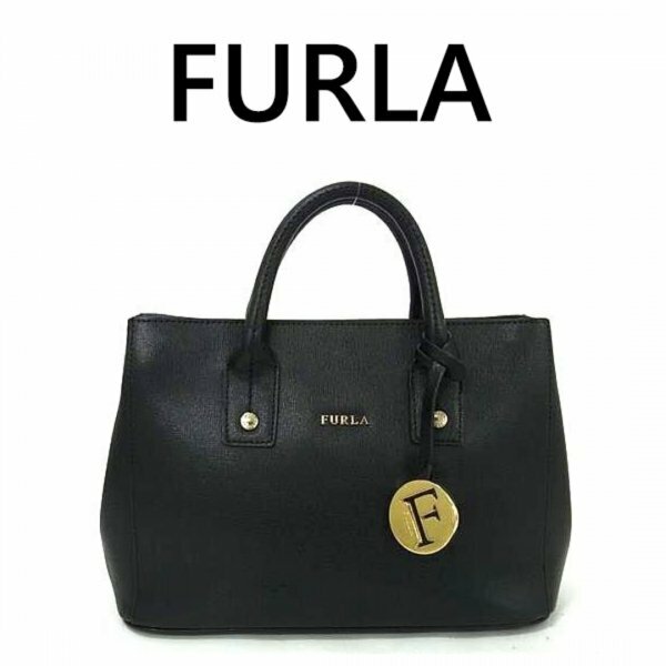 FURLA フルラ リンダ レザー ハンドバッグ ブラック系 4251