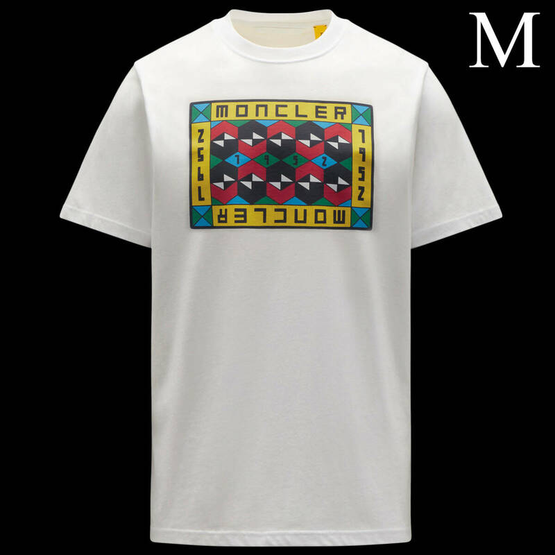 Mサイズ　モンクレール ジーニアス 1952 Tシャツ オフホワイト 白 模様 マルチ 柄 新品 MONCLER GENIUS T-SHIRT GRID パッチ 正規品 本物