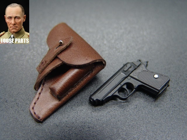 【 砂漠の狐 】1/6ドールパーツ：3R製：WWII ドイツ軍 ワルサーPPK拳銃＋ホルスターセット