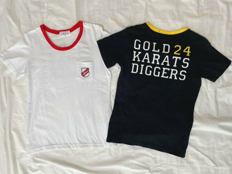 美品 24karats STAY GOLD トゥエンティフォーカラッツステイゴールド ロゴ ポケット Tシャツ 白 Sサイズ 黒 XS ダンス おまとめ 
