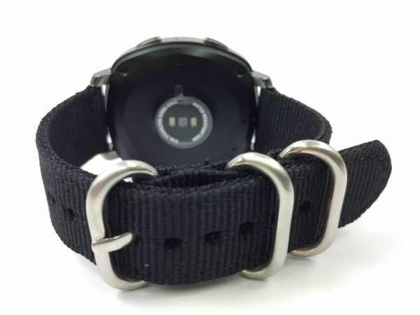 ナイロン製ミリタリーストラップ 交換用腕時計ベルト 黒 ブラック 18mm