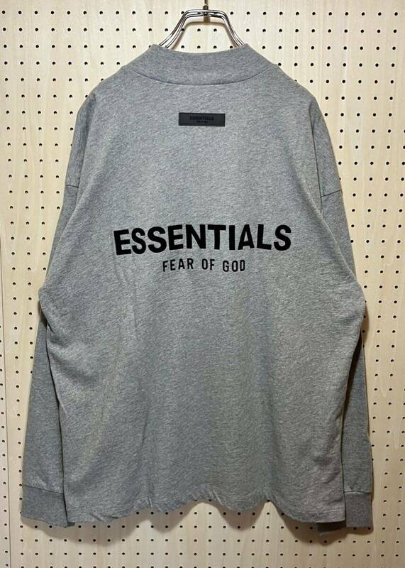 【XS】 新品 ESSENTIALS Felt Logo Print Mock Neck LS Tee Dark Oatmeal エッセンシャルズ フェルト ロゴ モックネック 長袖 Tシャツ F561