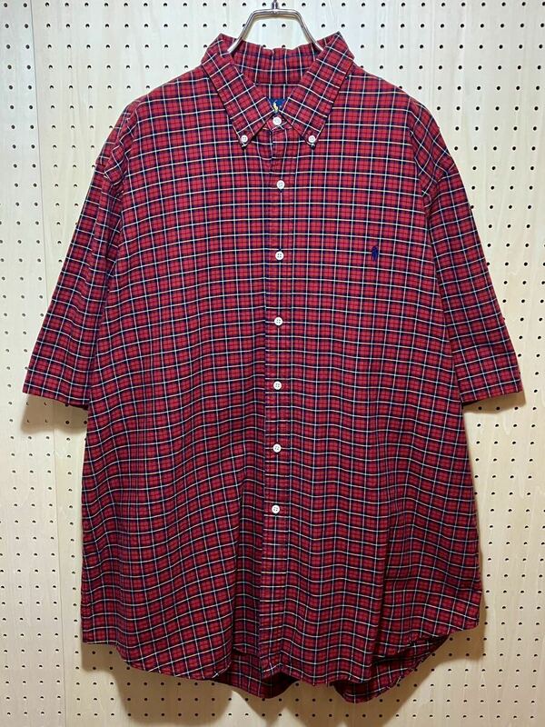 【XXL】 POLO Ralph Lauren Cotton BD Check Shirts ポロ ラルフ ローレン コットン ボタンダウン チェック 半袖シャツ F563