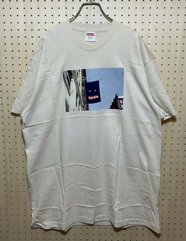 【L】 新品 Supreme Banner Print Tee Shirt Natural シュプリーム バナー プリント Tシャツ ナチュラル F503