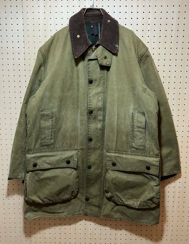 【40】90's Vintage Barbour Northumbria Oiled Jacket 90年代 ビンテージ バブアー ノーザンブリア オイルド ジャケット 3ワラント F568