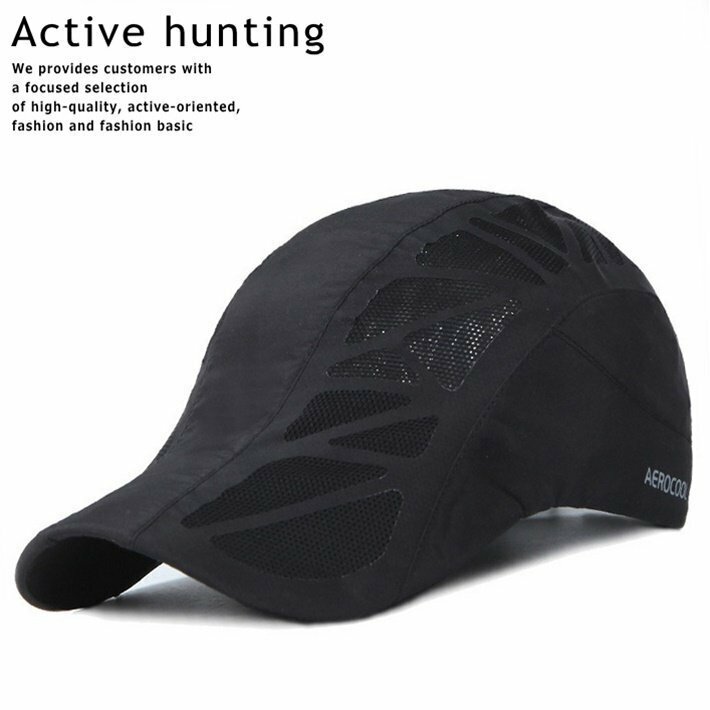 ハンチング キャップ 帽子 メッシュキャップ メンズ 通気性 速乾性 軽量 ゴルフ 7992666 ブラック 新品 1円 スタート