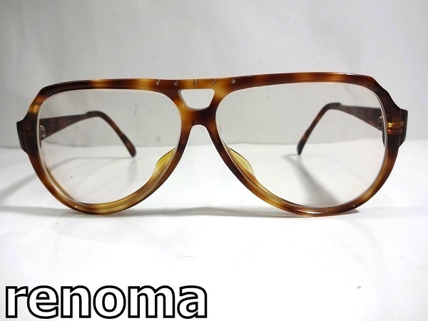 X4D093■ レノマ renoma ヴィンテージ ティアドロップ ブラウンデミデザイン ブルーライトカットレンズ PC メガネ 眼鏡 メガネフレーム