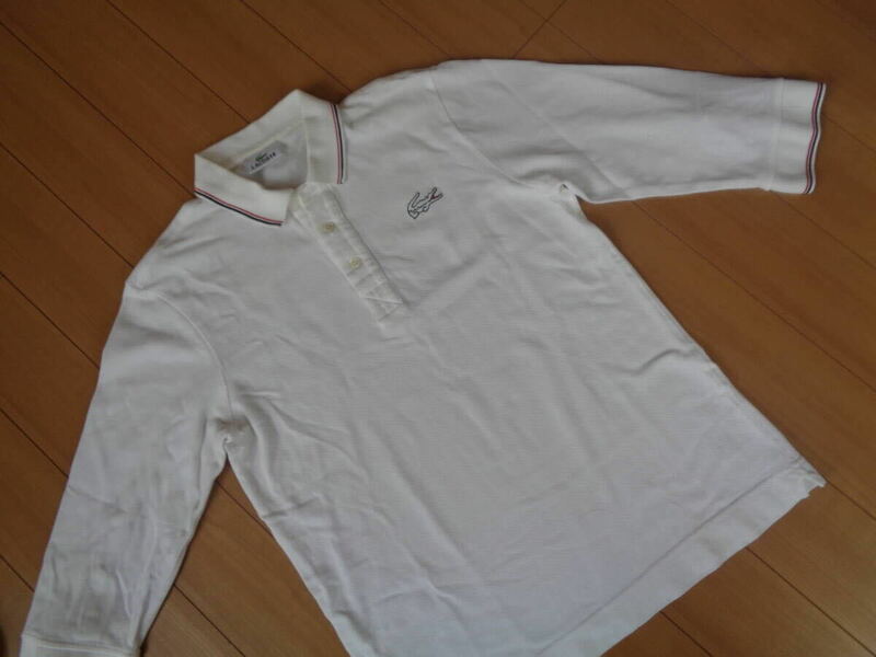 ラコステ　白ポロシャツ　サイズ3（L)七分袖