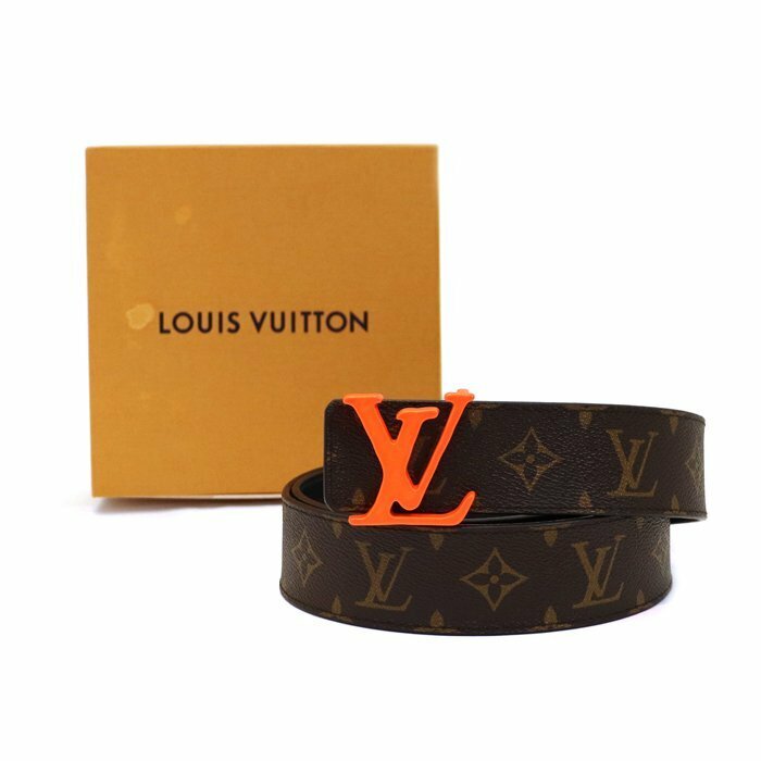 【ベルト】ルイヴィトン(Louis Vuitton) サンチュール・LVシェイプ 40MM MP216 モノグラム レザー ブラウン オレンジ 90/36 リバーシブル