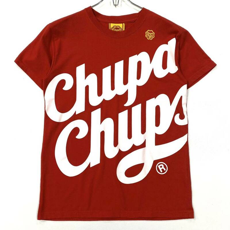Chupa Chups(チュッパチャプス)半袖Tシャツ プリントロゴ メンズL レッド系