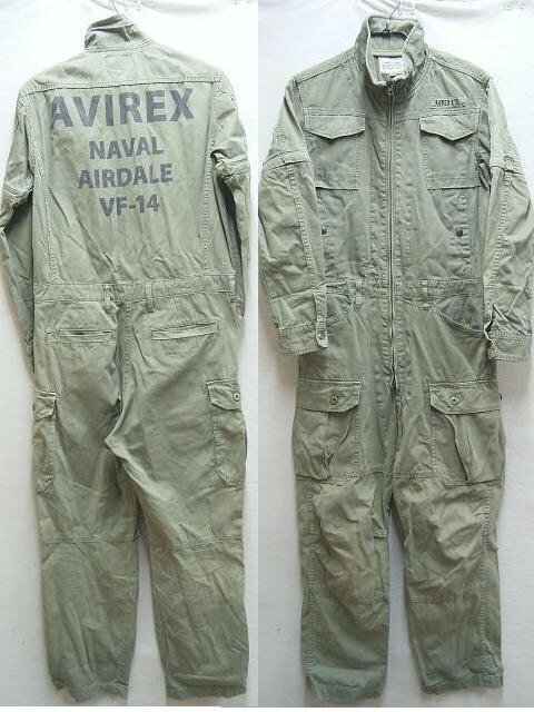 ◇即決[M]AVIREX NAVAL AIRDALE VF-14 U.S.NAVY TYPE USN プリント 硫化染め ジャンプスーツ つなぎ ツナギ オールインワン■R40