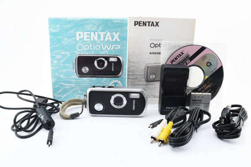★極上美品★ PENTAX Optio WP BATTERY CHARGER D-BC8 ブラックカラー ペンタックス デジタルカメラ　＃2500