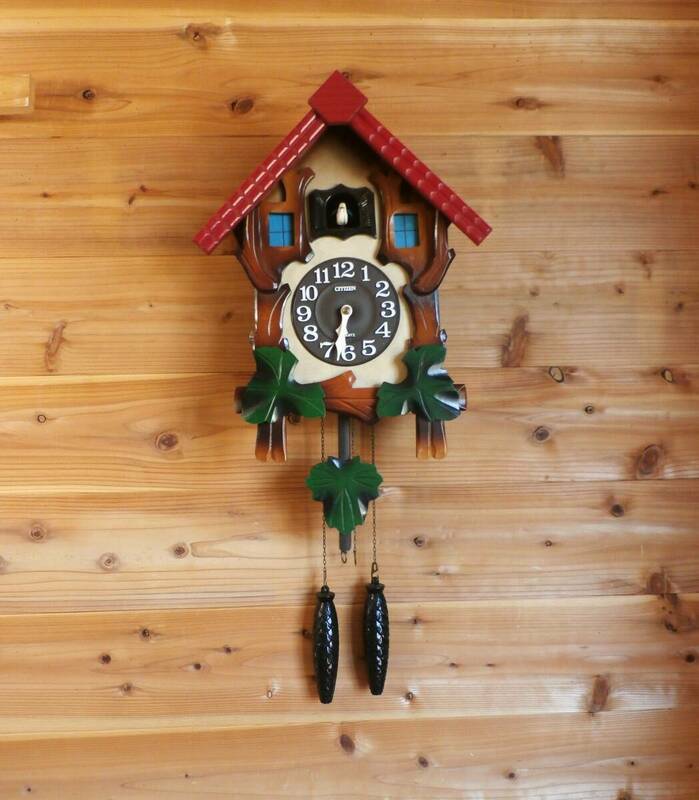 シチズン鳩時計 電池式 鳩時計　ハト時計　木製　柱時計　X　中古品 掛け時計　からくり時計　アンテイーク　ジャンク出品